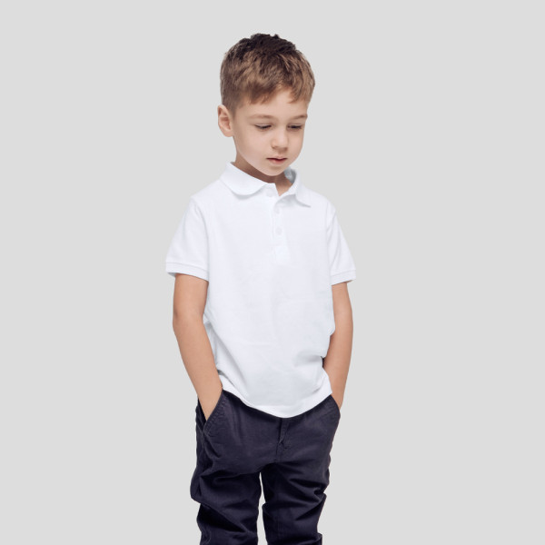 Kinder Weiß Polo-Shirt 