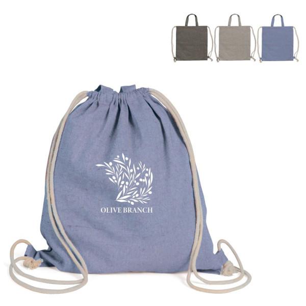 Tasche/Beutel mit Kordelzug aus recycelter Baumwolle 38x42cm