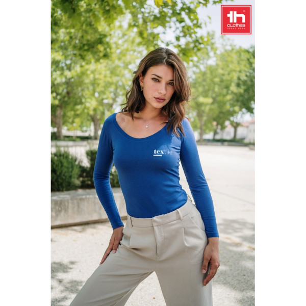 THC BUCHAREST WOMEN. Langärmeliges tailliertes T-Shirt für Frauen aus Baumwolle