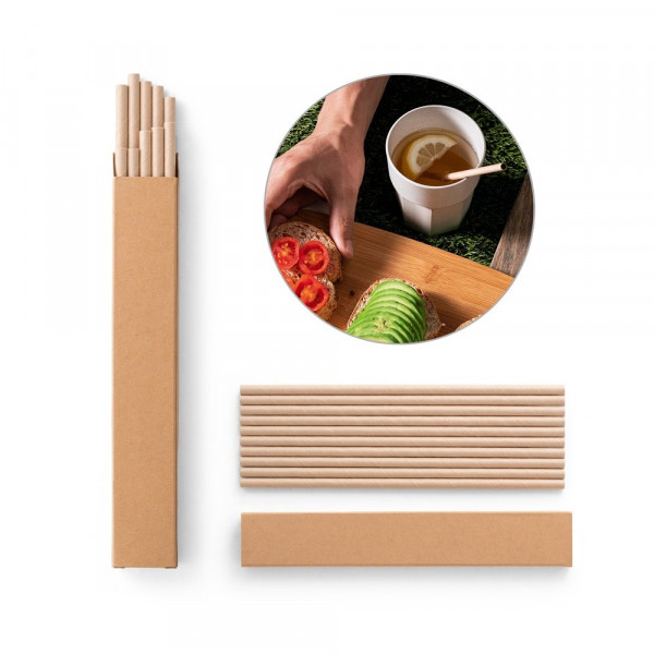 LAMONE. Strohhalm-Set aus Kraftpapier